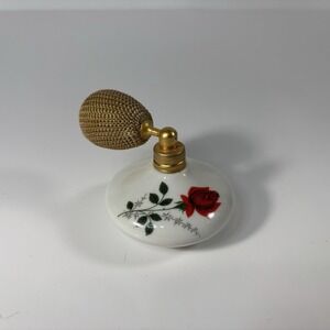Vintage Royal Bavaria Germany Porcelain Atomizer Red Rose Perfume Bottle